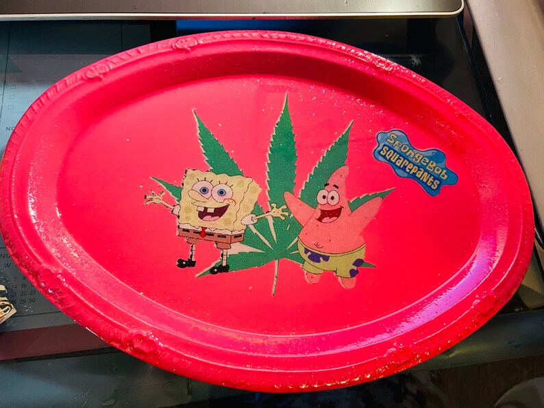 Spongebob rolling tray set pink Etsy