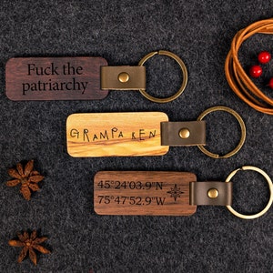 Engraved Wood Key Chain, Custom Keychain Gift for Mothers Day, Birthday Gift, Anniversary Gift, Personalized Key Chain, Handwriting Gift