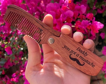 Engraved Wood Beard Comb - Personalized Gift for Men