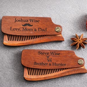 Personalized Wood Beard Comb: Engraved Grooming Gift for him