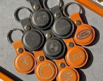 Personalized AirTag Holder Customized leather Airtag case Keychain handwriting AirTag Holder Customized Airtag, Initial Airtag Holder
