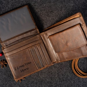 Billetera de cuero grabada para hombres - Billetera personalizada con nombre, Billetera de cuero personalizada para hombres, Regalo del día del padre