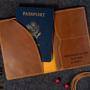 Personalized Leather Passport Holder – Custom Travel Wallet, Monogram Passport Cover, Engraved Passport Case, Father’s Day Gift, Anniversary