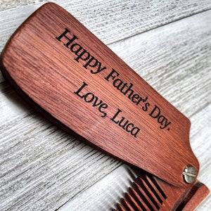 Personalized Beard Comb, Wooden Comb, Personalized Beard Brush Customized Beard Comb Fold up comb Valentine Gift Fathers Day Gift image 5