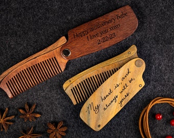 Personalized Beard Comb, Custom Comb, Personalized Mustache gift, Beard Comb Fold comb for him, Fathers Day Gift, Custom Comb Groomsmen gift