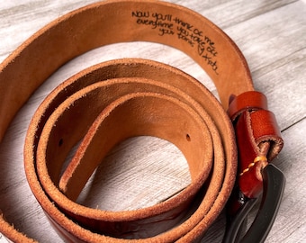 Handwriting Belt Men Leather Belt Genuine Leather Customized Belt in Chestnut Personalized Custom Belt Fathers Day Gift Christmas gift