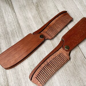 Personalized Beard Comb, Wooden Comb, Personalized Beard Brush Customized Beard Comb Fold up comb Valentine Gift Fathers Day Gift image 9