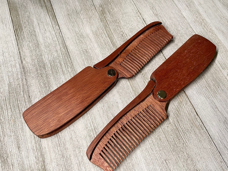 Personalized Beard Comb, Wooden Comb, Personalized Beard Brush Customized Beard Comb Fold up comb Valentine Gift Fathers Day Gift image 9