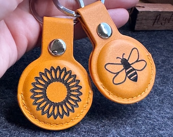 AirTag Case Personalized, Customized leather Airtag case Keychain handwriting AirTag Holder Customized Airtag, Initial Airtag Holder