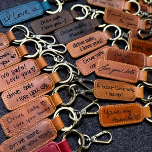 Handwriting Custom Keychain Genuine Leather Keychain Embossed Keychain gift personalized Keychain Home gift New house gift valentines day