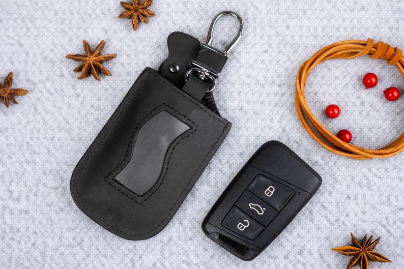 Custom Leather Car Key Cover, Handwriting Gift for Him immagine 1