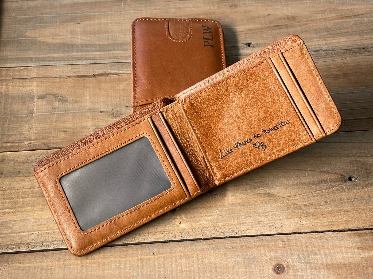 Wallet Cartera Con Nombre Grabado Cartera Para Hombre De Cuero - Main Image