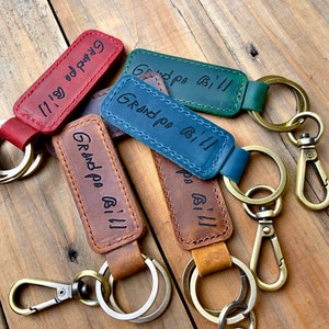 Custom Handwriting Keychain Genuine Leather Keychain Embossed Keychain gift personalized Keychain Home gift New house gift Keychain image 7