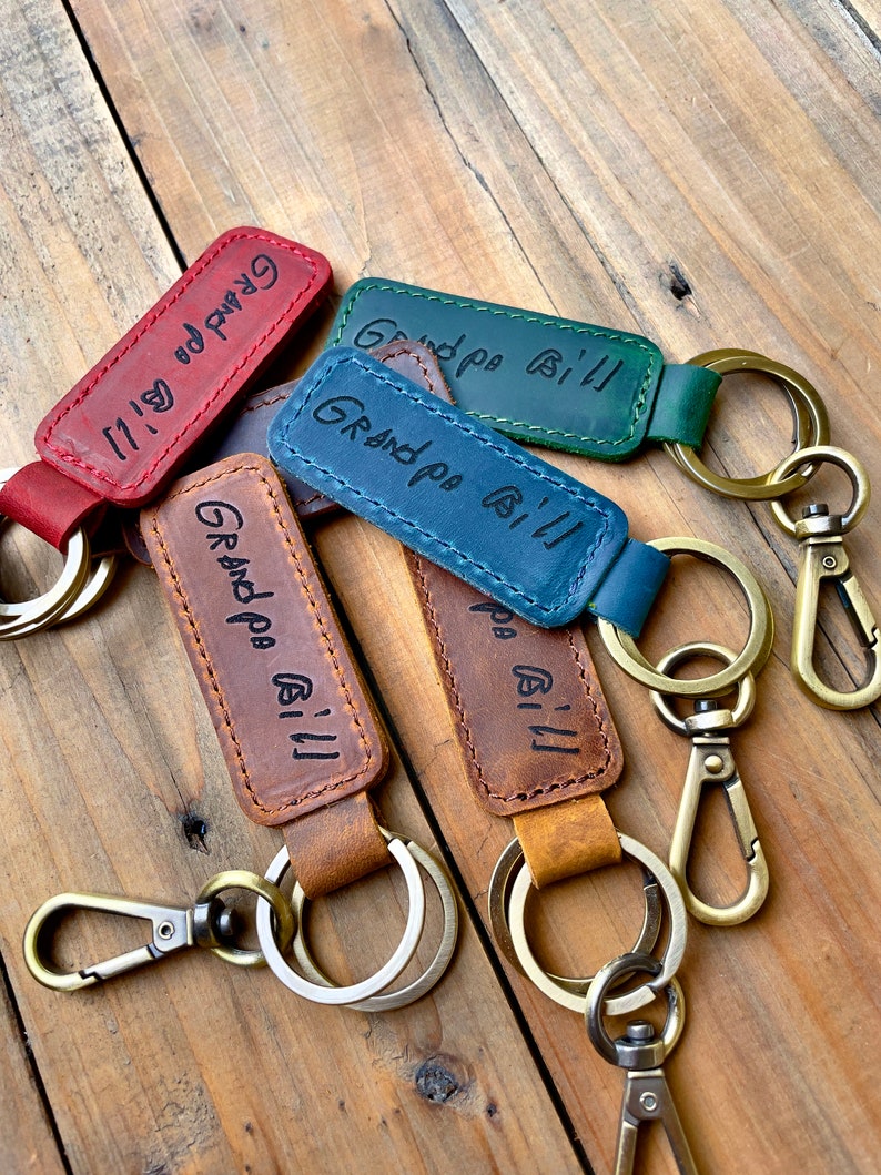 Custom Handwriting Keychain Genuine Leather Keychain Embossed Keychain gift personalized Keychain Home gift New house gift Keychain image 7