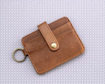 Custom Handwriting Leather ID Card Holder - Personalized Wallet