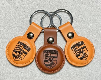 Personalized Faux Leather AirTag Holder: Custom Initial Keychain