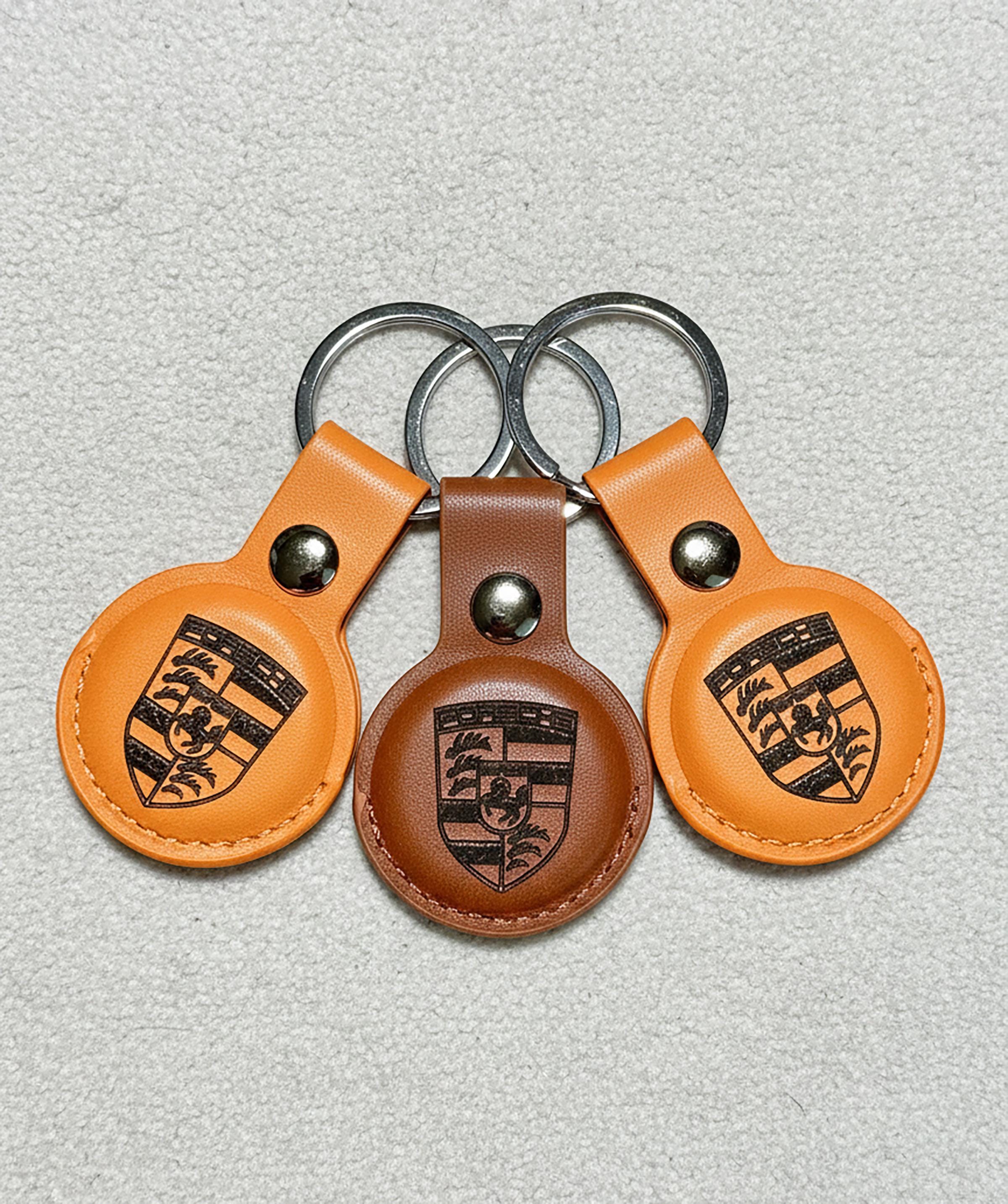 Personalized Faux Leather AirTag Holder: Custom Initial Keychain 