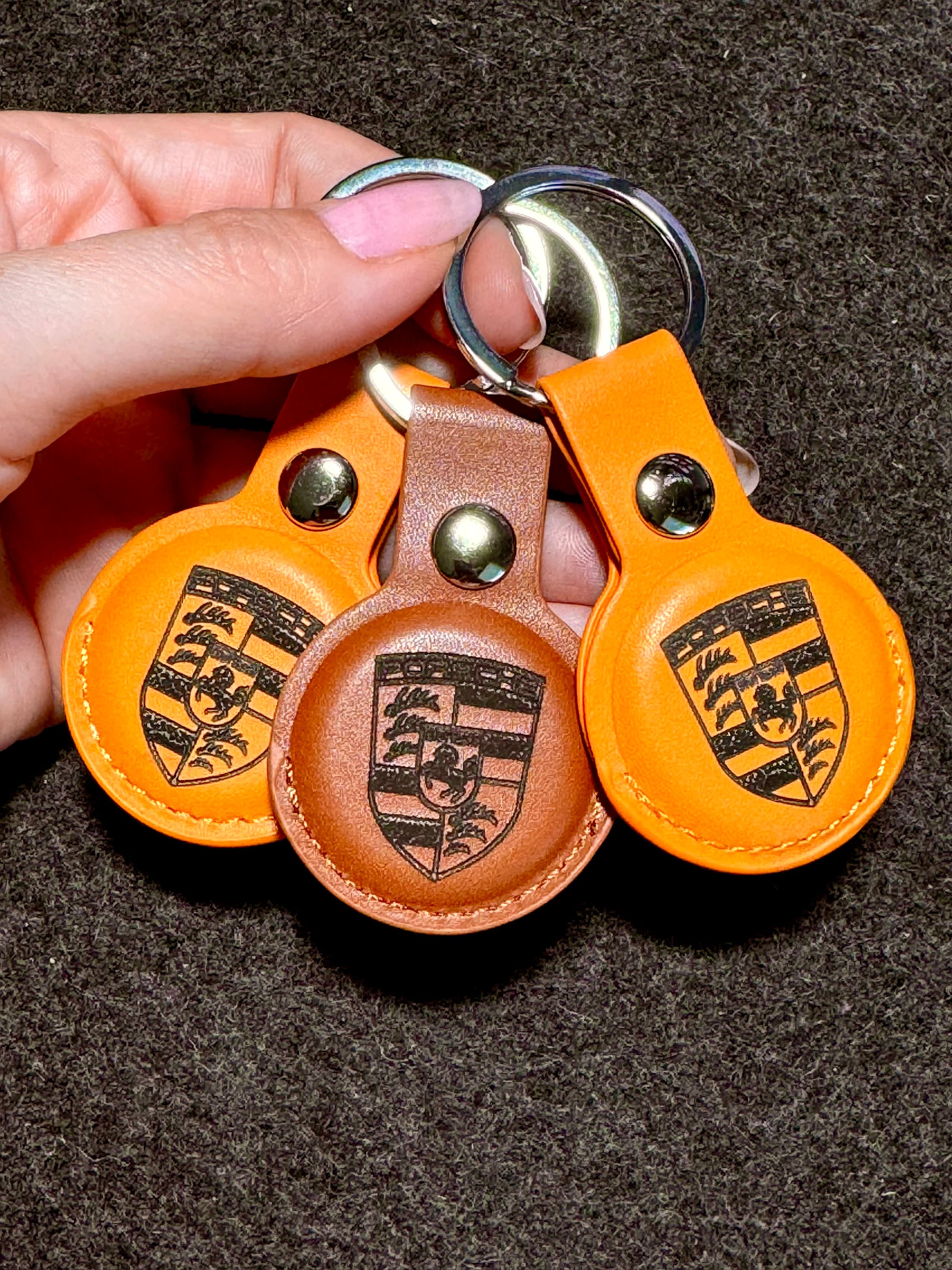 Personalized Faux Leather AirTag Holder: Custom Initial Keychain 