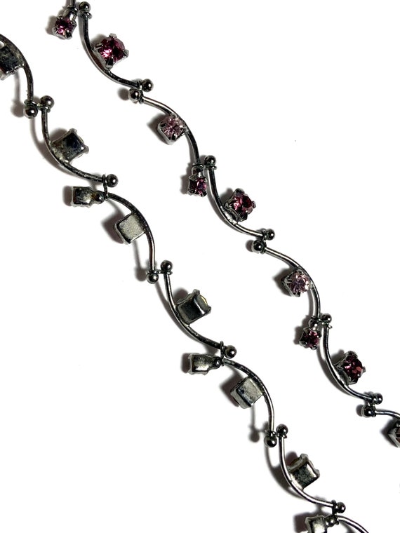 Pink paste swivel choker necklace. Gunmetal paste… - image 9