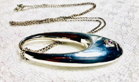 Large Ruby gemstone & sterling silver pendant nec… - image 8