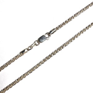 Sterling silver sparkle glitter margarita twisted rock choker necklace. 16 1/8 inches long. Gift for her.