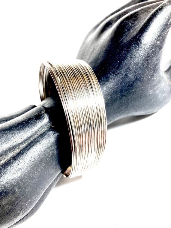 Vintage solid sterling silver wire cuff bracelet. - image 6