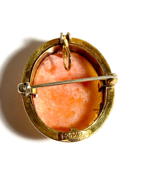 Antique Edwardian conch shell cameo brooch. - image 6