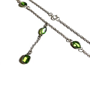Antique Victorian green periodot glass paste riviera drop lariat necklace.