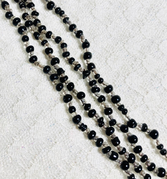 60.25 inch Art Deco black glass beaded necklace. … - image 3