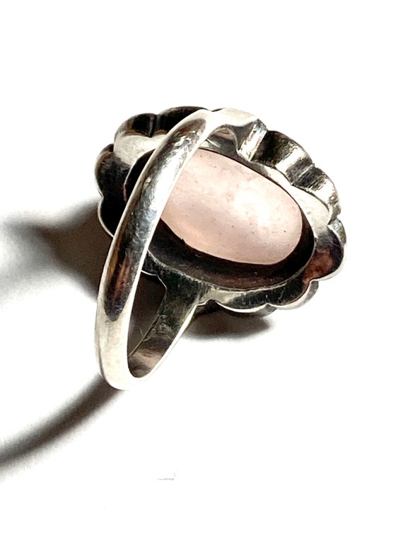 Antique pink quartz & sterling silver ring. Pink … - image 9