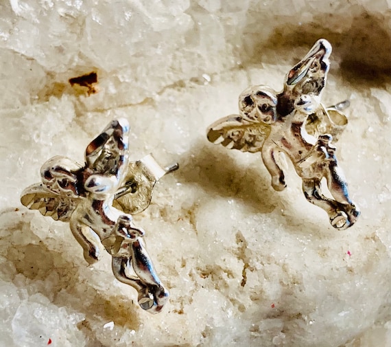 Sterling angel earrings. Sterling silver pierced … - image 6