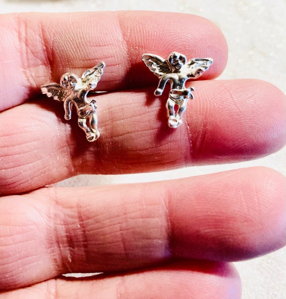 Sterling angel earrings. Sterling silver pierced … - image 4