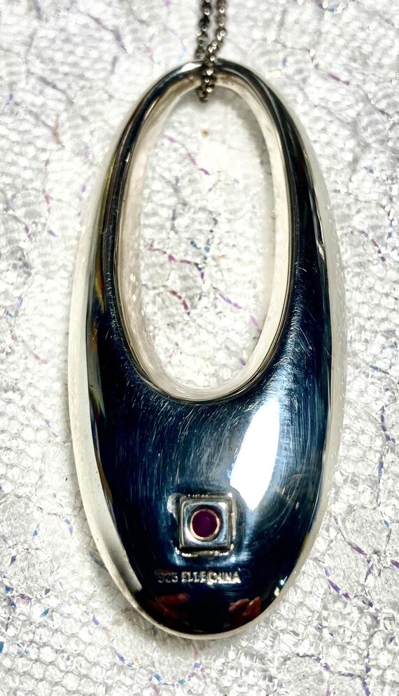 Large Ruby gemstone & sterling silver pendant nec… - image 6