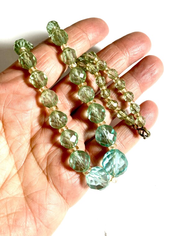 Antique Victorian cut glass faceted roundel necklace. View 4