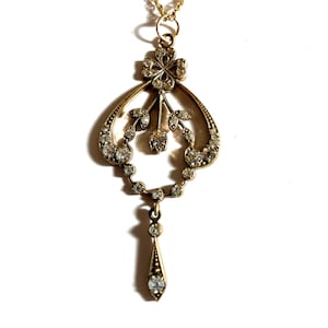 Antique Victorian dangle and drop strass glass paste pendant.
