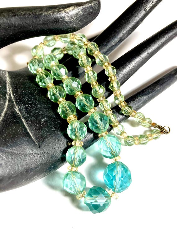 Antique Victorian cut glass faceted roundel necklace.
