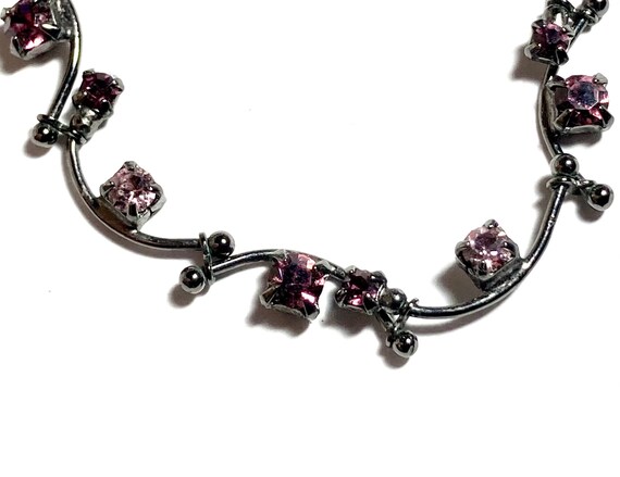 Pink paste swivel choker necklace. Gunmetal paste… - image 3