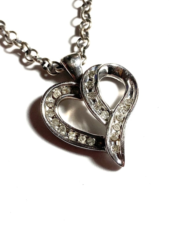 10k diamond heart pendant in 10k solid white gold. - image 2