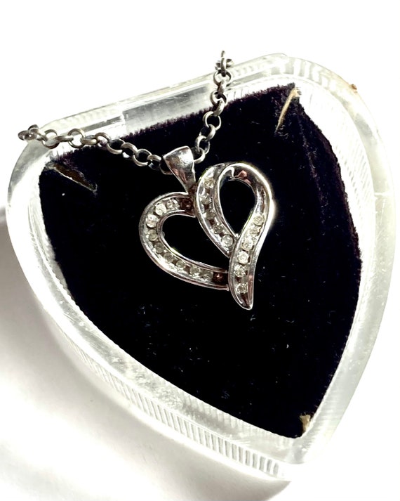 10k diamond heart pendant in 10k solid white gold. - image 8