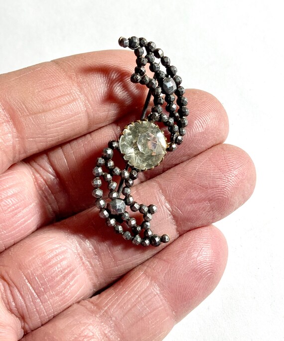 5ct cut steel brooch. Antique glass paste & … Gem