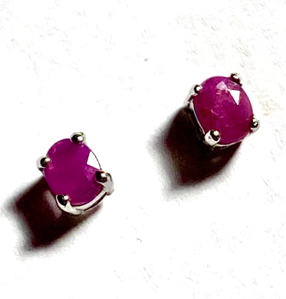Ruby & sterling silver earrings. Sterling silver … - image 1