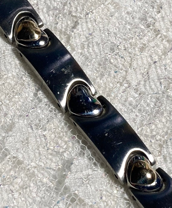 14k & stainless steel solid heart link bracelet. … - image 3