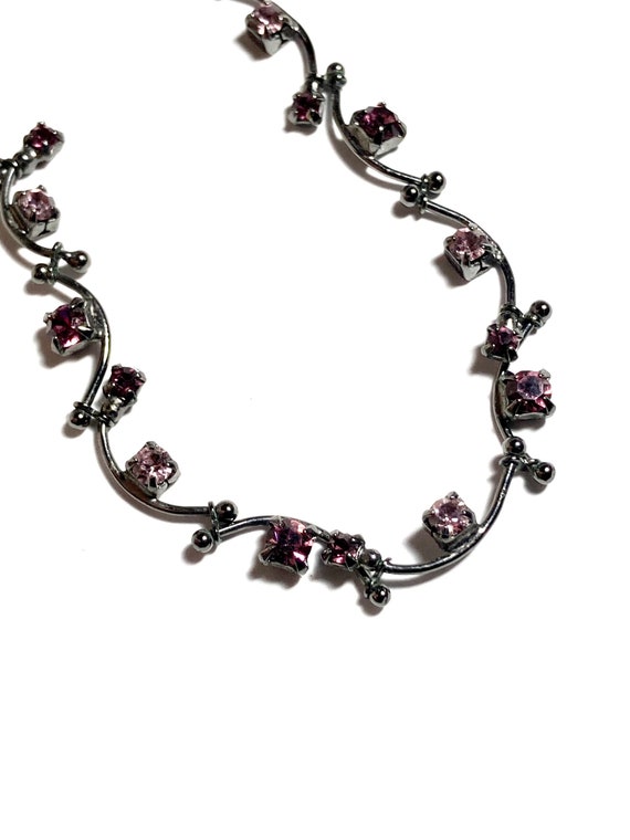 Pink paste swivel choker necklace. Gunmetal paste… - image 6