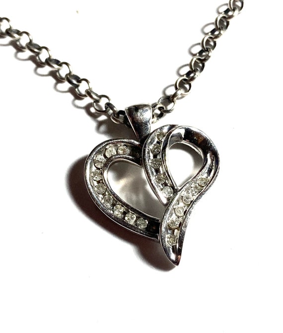 10k diamond heart pendant in 10k solid white gold. - image 3