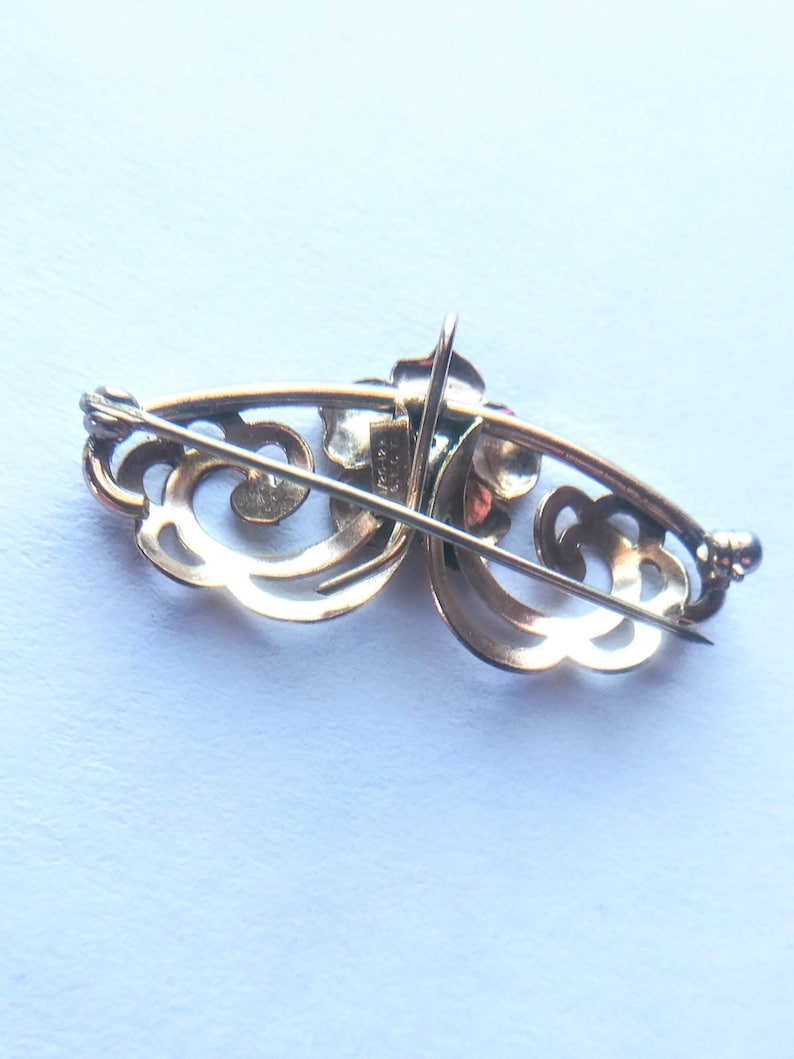pocket watch Art nouveau chatelaine Collectors item Gift for her. Marked 120 12k gf ct broochpin Antique pinbrooch