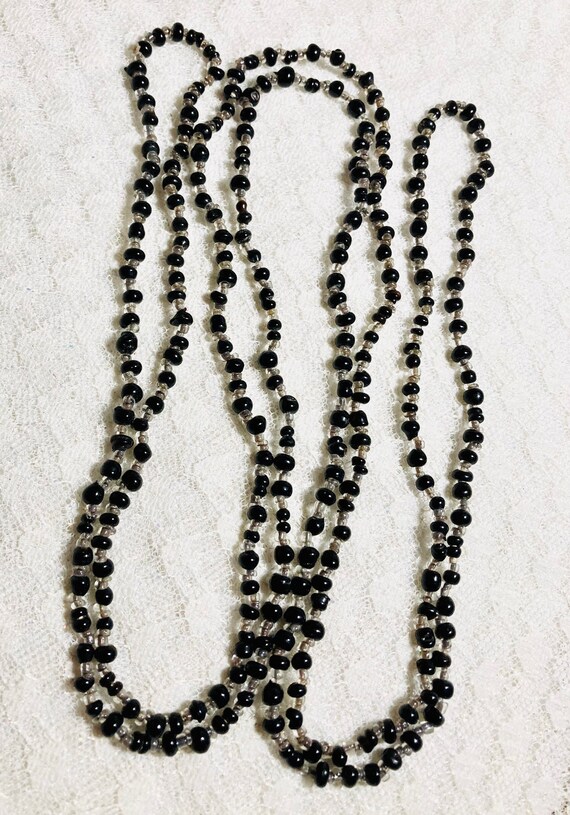 60.25 inch Art Deco black glass beaded necklace. … - image 8