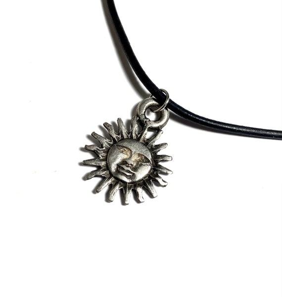 Sterling silver & leather celestial choker. Leathe