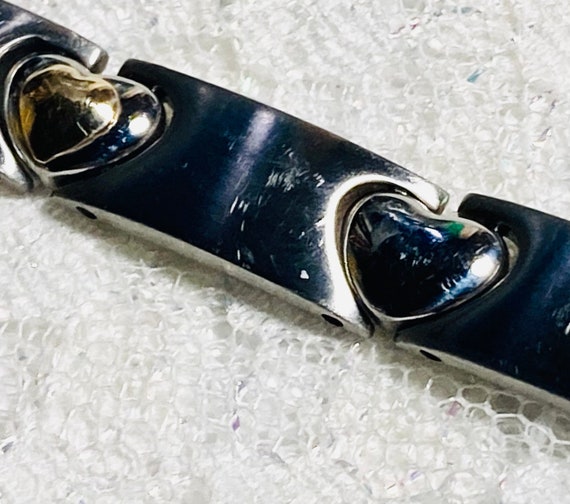 14k & stainless steel solid heart link bracelet. … - image 5