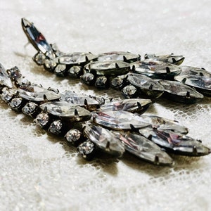 Art deco paste dangle earrings. Large dangle sterling silver & silver filled paste earrings. Circa 1920-1935. Gift for her.