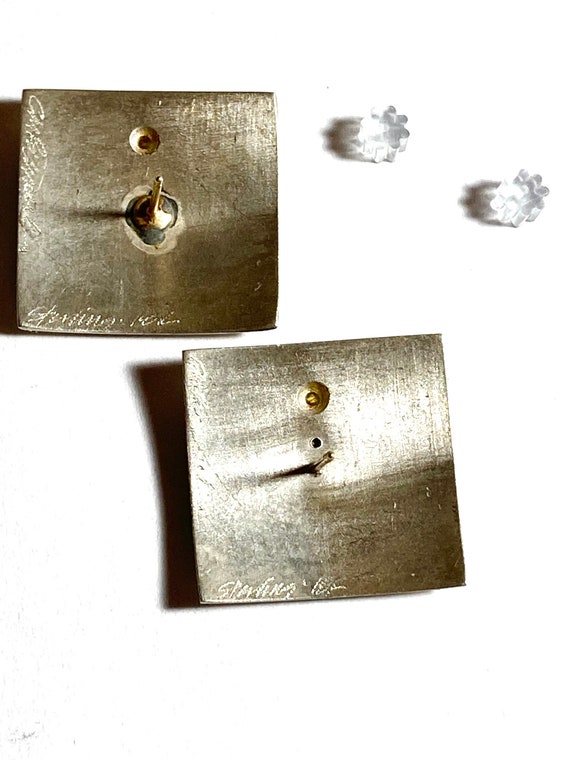 18k diamond & sterling silver pierced earrings in… - image 8